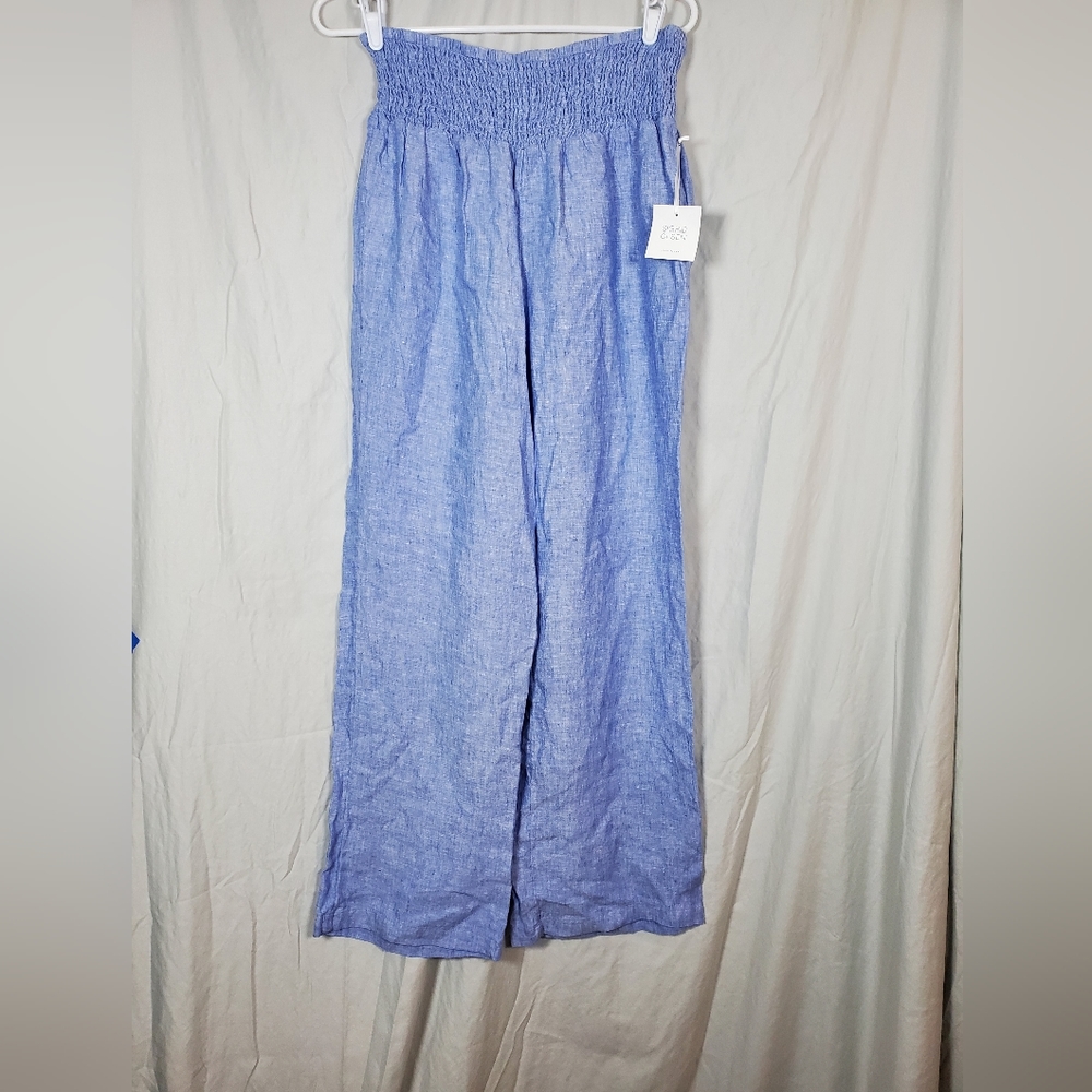 Women's NWT Sigrid Olsen  Large 100% linen blue pants